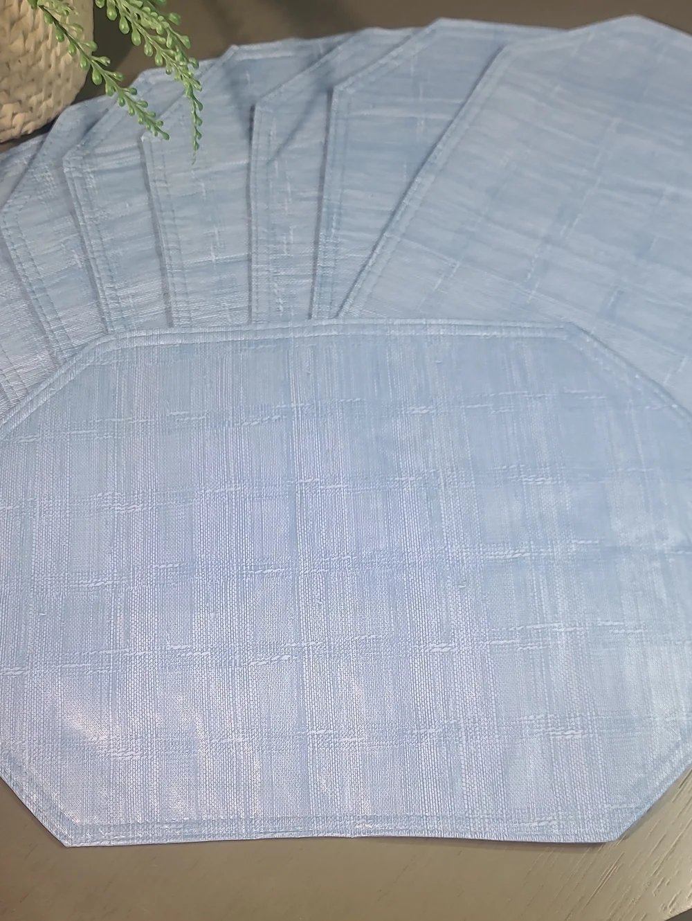 Light Blue Cleanable Placemat Set - Home Dining Set Of 10